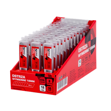 Atsarginės geležtės PRO-NU037, 60C plienas, 18 mm, 0,5 mm, 10 vnt. 3 Atsarginės geležtės PRO-NU037, 60C plienas, 18 mm, 0,5 mm, 10 vnt. 3