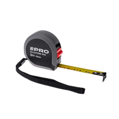 Ruletė su magnetu MILESTONE ONE, 3 m × 16 mm, pilka, PRO-MZ924,