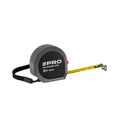 Ruletė su magnetu MILESTONE ONE, 3 m × 16 mm, pilka, PRO-MZ924, 3 Ruletė su magnetu MILESTONE ONE, 3 m × 16 mm, pilka, PRO-MZ924, 3