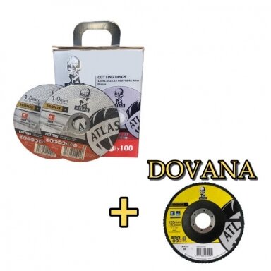 Pjovimo diskas ATLAS 125X1,0X22,23 A60T-BF-80 INOX pakuotė (100vnt.) + dovana - 1vnt. lapelinis ATLAS diskas 125x22 P40