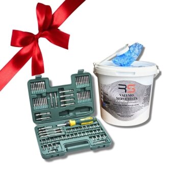 Rinkinys: RS EXTREME POWER drėgnos servetėlės su abrazyvu + SATA  ST09326SJ atsuktuvo rinkinys su terkšle, 80 dalių