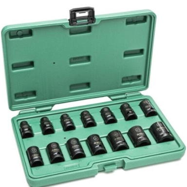 SATA 1/2" Smūginių galvučių rinkinys (10-24mm) 14 vnt. ploniasienės