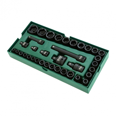 SATA  Padėklas. Smūginių galvučių rinkinys 3/8" + 1/2" 36 vnt.