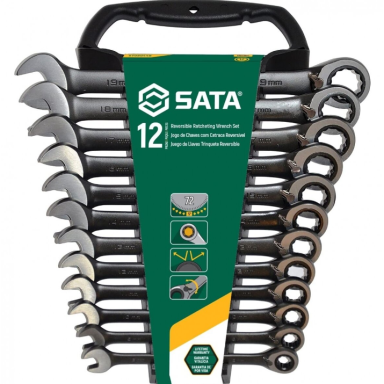 SATA Raktų su reversine terkšle rinkinys 12 vnt. (8-19mm)