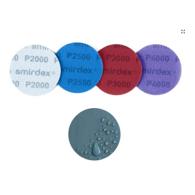 Šlifavimo popieriaus diskeliai SMIRDEX 270 Waterproof 77mm su veliūru, be skylių Šlifavimo popieriaus diskeliai SMIRDEX 270 Waterproof 77mm su veliūru, be skylių