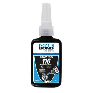 Vidutinio stiprumo sriegių fiksatorius ONEBOND 116, 50 ml, mėlynas Vidutinio stiprumo sriegių fiksatorius ONEBOND 116, 50 ml, mėlynas